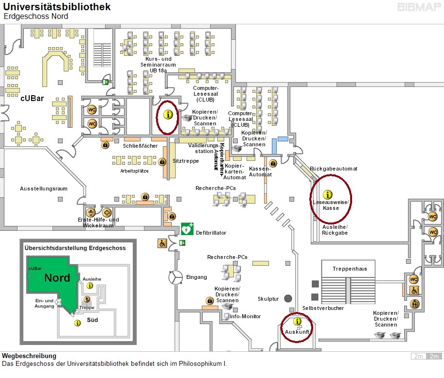 Bild zur Standortanzeige Wegbeschreibung
Das Erdgeschoss der Universit�tsbibliothek befindet sich im Philosophikum I.