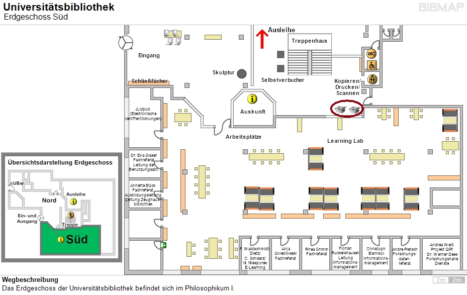 Bild zur Standortanzeige Wegbeschreibung
Das Erdgeschoss der Universittsbibliothek befindet sich im Philosophikum I.